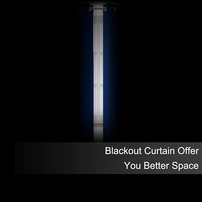 LEMOMO Blackout Curtains 52 x 63 inch/Royal Blue Curtains Set of 2 Panels/Thermal Insulated Room Darkening Bedroom Curtains