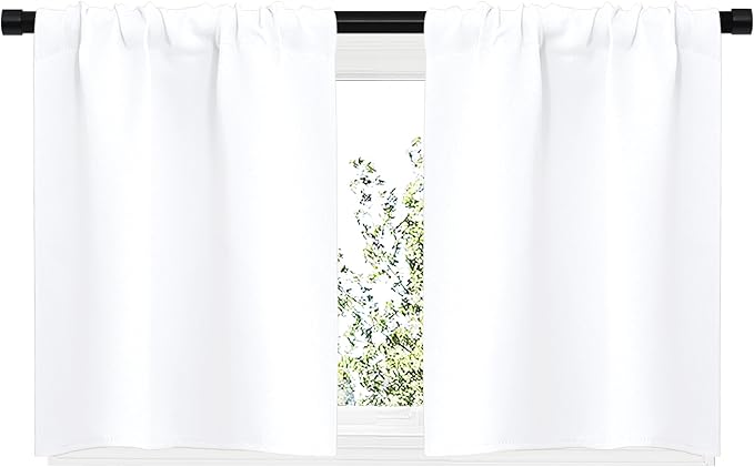 NICETOWN RV Curtains for Camper Windows, White Curtains for Kitchen Window, Home Decoration Light Filtering Drapes for Small Window (29" Wide by 20" Long, 1 Pair)