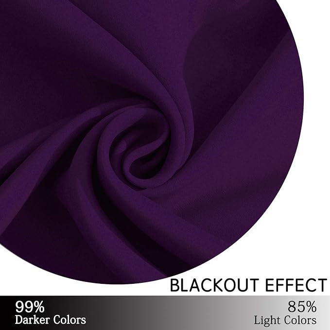 Yakamok Purple Blackout Curtains for Bedroom,Thermal Insulated Blackout Grommet Top Drapes Short Curtains for Living Room,38x36 Inch, 2 Panels