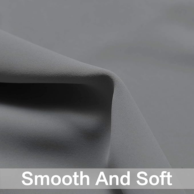 Yakamok 84 Inch Length Grey Blackout Curtains for Bedroom, Thermal Insulated Room Darkening Grommet Top Window Drapes for Living Room,42W x 84L,2 Panels