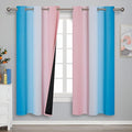Estelar Textiler Ombre Pink and Blue Blackout Curtains 72 Inch Length 2 Panels, Full Light Blocking Curtains for Bedroom, Grommet Thermal Insulated Gradient Drapes for Living Room, 42x72 Inch