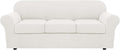 H.VERSAILTEX 4 Piece Stretch Sofa Covers for 3 Cushion Couch Covers for Living Room Furniture (Base Cover Plus 3 Seat Cushion Covers) Upgraded Thicker Jacquard Fabric (Sofa, Porcelain White)