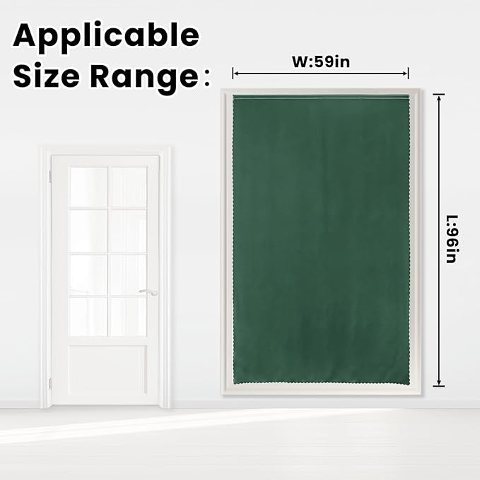 Blackout Curtains for Bedroom Sticky Curtain Blackout Window Cover Self Adhesive Curtains Rod No Drillng, 59" W X 96" L, Dark Green, 1 Panel