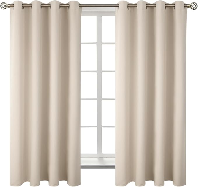 BGment Blackout Curtains - Grommet Thermal Insulated Room Darkening Bedroom and Living Room Curtains, Set of 2 Panels (46 x 54 Inch, Champagne)