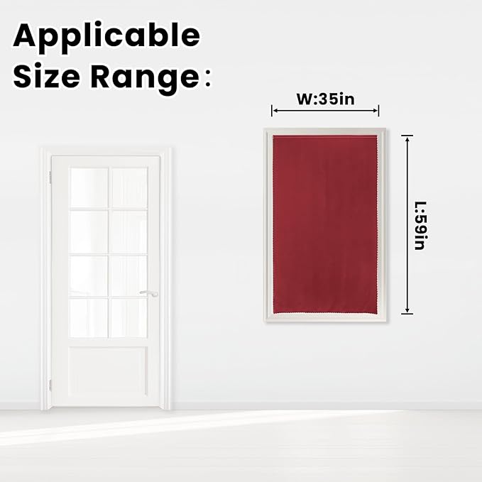 Self Adhesive Curtains, Stick Curtain Blackout Shades Window Cover Curtains for Living Room No Drilling, 35" W X 59" L, Burgundy, 1 Panel
