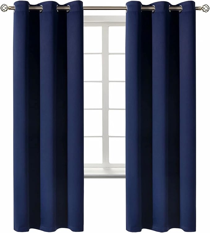 BGment Blackout Curtains for Living Room - Grommet Thermal Insulated Room Darkening Curtains for Bedroom, Set of 2 Panels (42 x 72 Inch, Navy Blue)