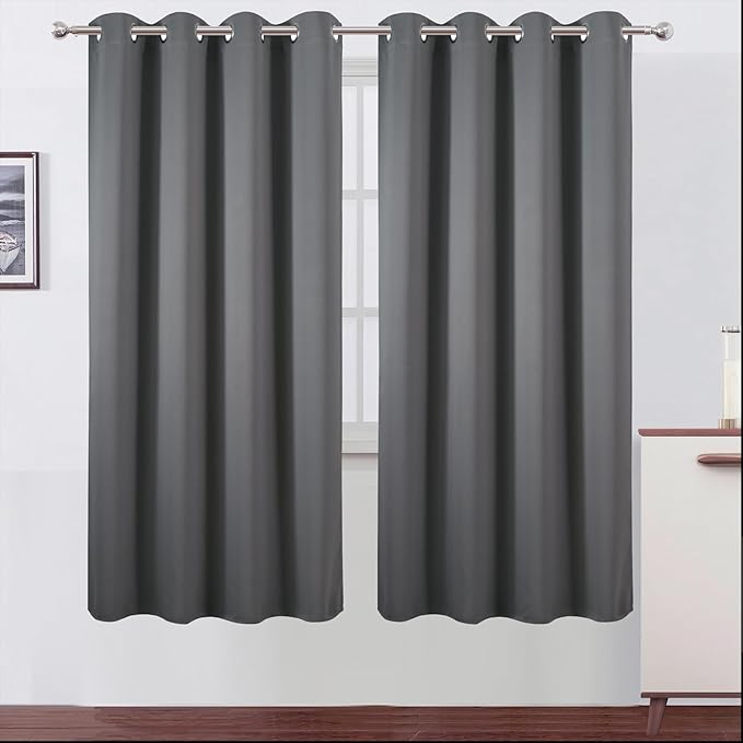 LEMOMO Blackout Curtains 66 x 72 Inch Long Frost Grey Curtains Set of 2 Panels Room Darkening Curtains for Bedroom and Living Room