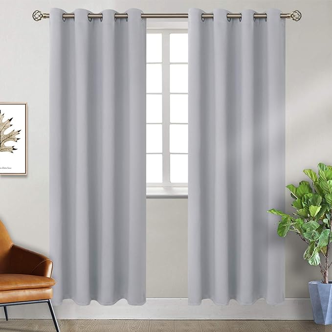 BGment Room Darkening Curtains for Bedroom - Grommet Thermal Insulated Window Treatments Light Blocking Curtains for Living Room, Set of 2 Panels, Each 46 x 84 Inch, Light Grey