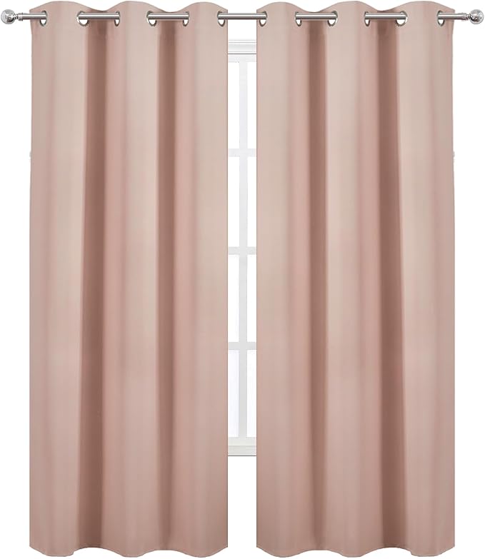 LEMOMO Blush Thermal Blackout Curtains/38 x 84 Inch/Set of 2 Panels Room Darkening Curtains for Bedroom