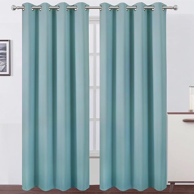 LEMOMO Blackout Curtains 66 x 95 inch/Stone Blue Curtains Set of 2 Panels/Thermal Insulated Room Darkening Bedroom Curtains