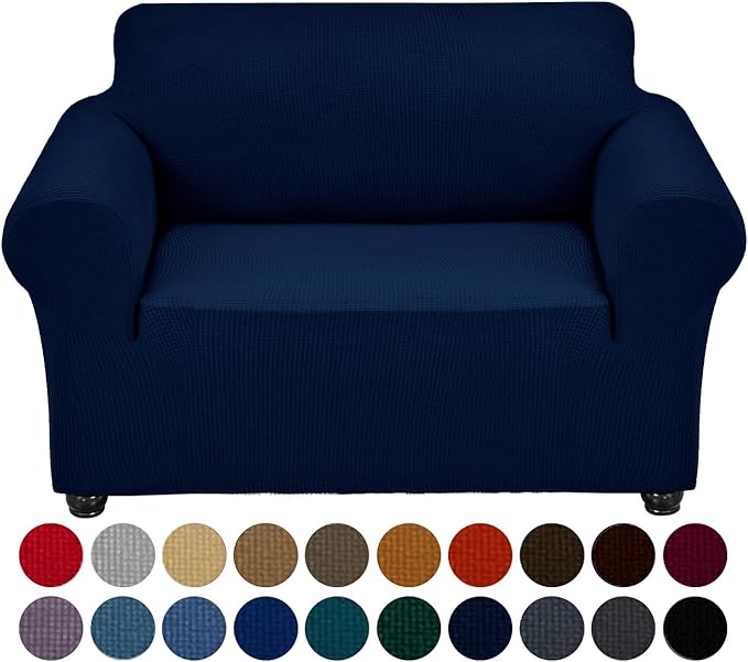 Joccun Stretch Chair Couch Cover,1-Piece Sofa Slipcover Spandex Jacquard Fabric Sofa Covers with Elastic Bottom,Washable Furniture Protector for Dogs,Cats,Kids(Armchair,Navy)