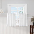 Nanspring White Curtains for Kitchen Linen Semi Sheer Light Filtering Curtains Back Tab and Rod Pocket Farmhouse Decor Curtain for Bathroom Small Window Drapes 34 x 30 Inch,2 Panels