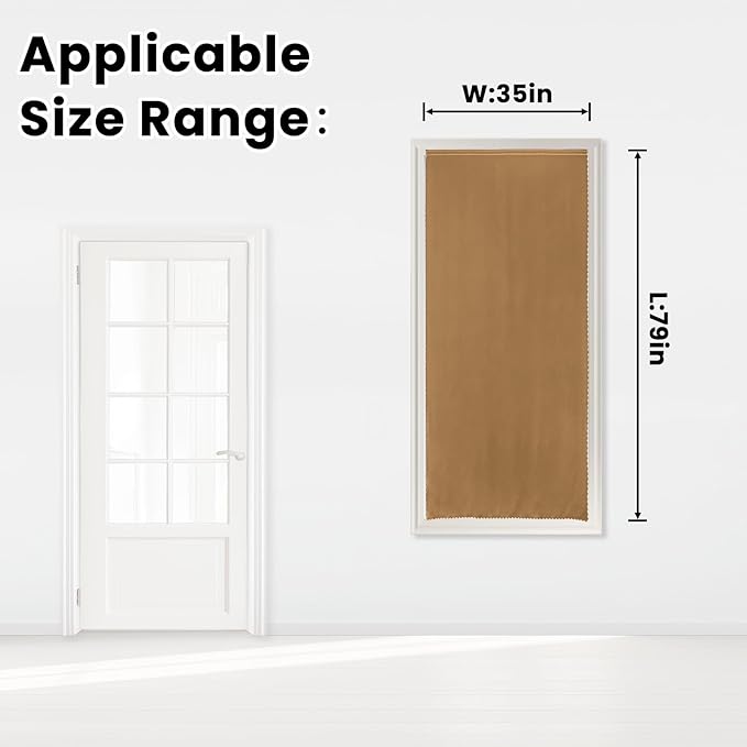 Self Adhesive Curtains, Stick Curtain Blackout Shades Window Cover Curtains for Living Room No Drilling, 35" W X 79" L, Brown, 1 Panel