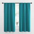 NICETOWN Peacock Blue Blackout Curtains Panels for Window, Thermal Insulated Rod Pocket Blackout Drapes/Draperies for Living Room (2 Panels, W34 x L63 inches)