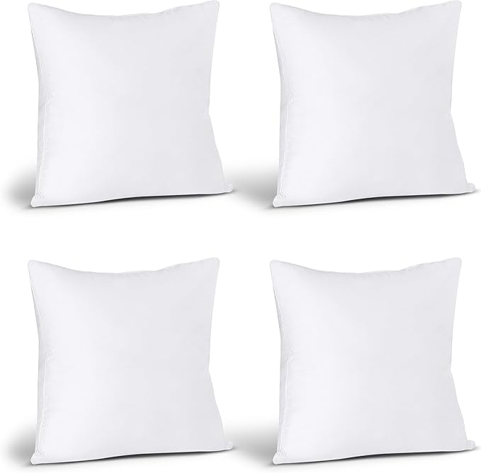 Utopia Bedding Throw Pillows (Set of 4, White) – 22 x 22 Inches Down Alternative Pillows for Bed, Sofa, and Couch - Fluffy Decorative Stuffer Pillow for Indoors & Outdoors