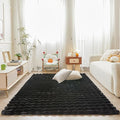 Black Rabbit Plush Rug 5'x8', Fluffy Faux Fur Shaggy Area Rug for Nursery, Kids Room Decor, Soft Fuzzy Carpet for Living Room, Bedroom, Teen Girls Room