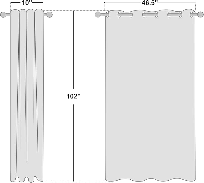 NICETOWN Cream 100% Blackout Linen Curtains 102 inch Long Burg for Living Room, 1 Pair, 52" Width Each Panel, Farmhouse Thick Completely Blackout Window Treatment Thermal Insulated Drapes