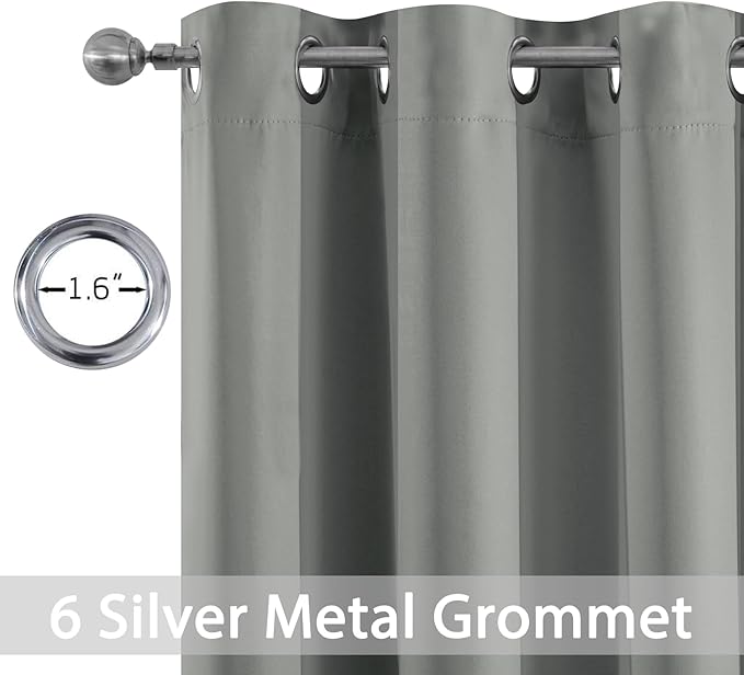 Yakamok Dove Grey Room Darking for Livingroom Dining Room Darkening Thermal Insulated Bay Window Hotel Modern Elegant Black Out Sunblock Curtins/Bedroom, 42 x 72 Inches, 2 Panel Sets