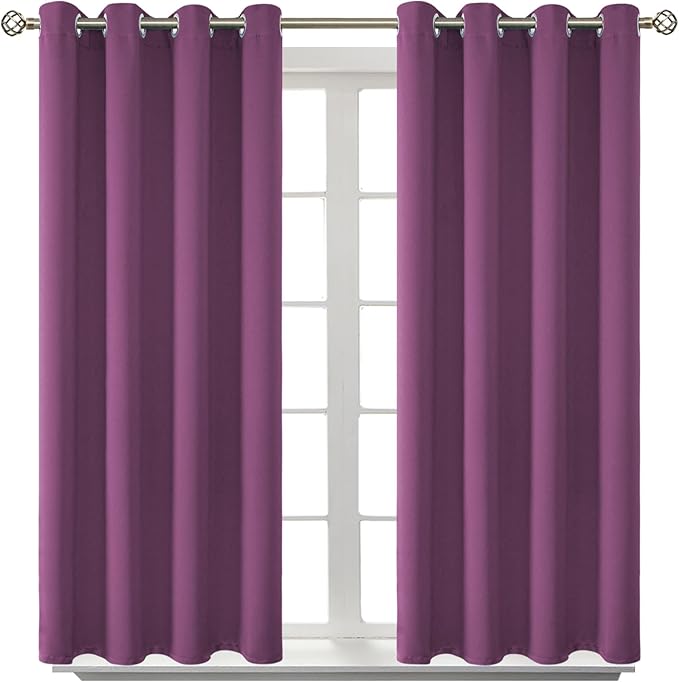 BGment Room Darkening Curtains 54 Inches Long - Grommet Thermal Insulated Drapes Window Treatment Curtains for Bedroom, 2 Panels, 52 x 54 Inch, Eggplant Purple