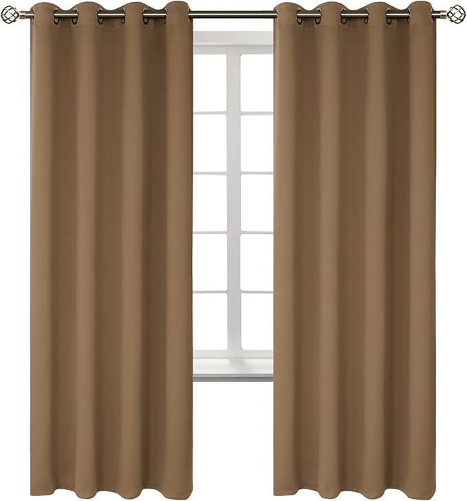BGment Blackout Curtains for Bedroom - Grommet Thermal Insulated Room Darkening Curtains for Living Room, Set of 2 Panels (52 x 72 Inch, Taupe)