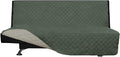 Easy-Going Futon Sofa Slipcover Reversible Sofa Cover Armless Cover Furniture Protector Couch Cover Water Resistant Pets, Kids, Children, Dog, Cat Greyish Green/Beige