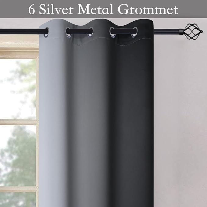 SimpleHome Ombre Room Darkening Curtains 36 inches Length for Bedroom,Grommet Gradient Light Blocking Black Gradient Window Curtains for Living Room,2 Panels, 42x36 inches