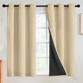 SimpleHome 100% Blackout Curtains for Bedroom,Thermal Insulated Beige Grommet Window Drapes Room Darkening Curtains for Living Room with Black Back,42 x 54 Inch,2 Panels