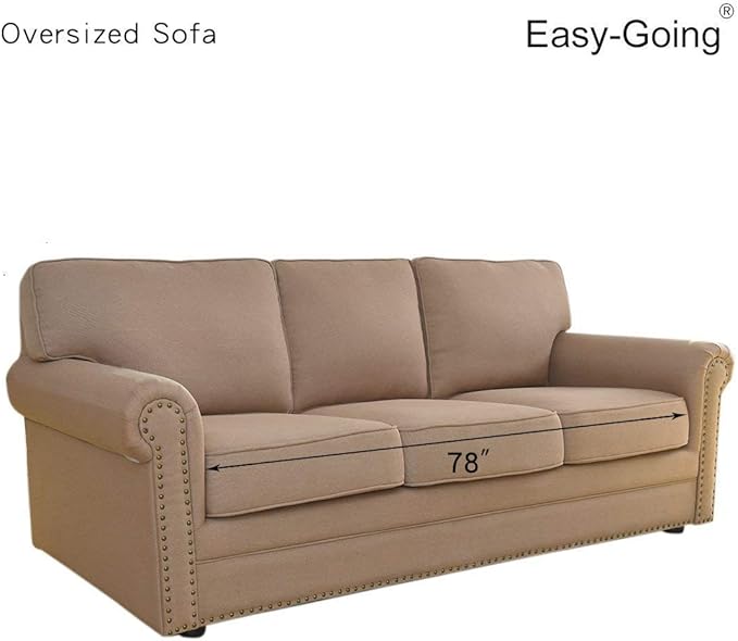 Easy-Going Reversible Oversized Couch Cover for 3 Cushion Couch Sofa Cover for Dogs Water Resistant Furniture Protector Cover with Foam Sticks for Pet (Oversized Sofa, Darkgray/Beige)