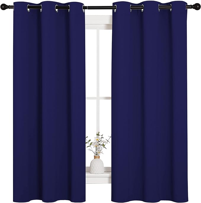 NICETOWN All Season Thermal Insulated Solid Grommet Top Blackout Curtains/Drapes/Panels for Kid's Room (Royal Blue, 2 Panels, 42 x 63 Inch)