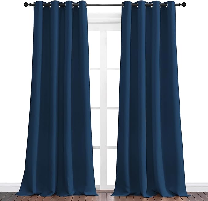 NICETOWN Moroccan Blue Blackout Curtains 120" Long for Office, Dining Room, Guest Room, 55" Wide, 2 Pieces, Sound Reducing Heat and Cold Block Curtain Panels for Modern Room Decorative