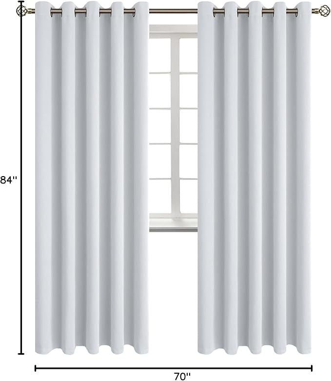 BGment Room Darkening Curtains 84 Inches Long - Grommet Thermal Insulated Drapes Window Treatment Curtains for Bedroom, 2 Panels, 70 x 84 Inch, Greyish White