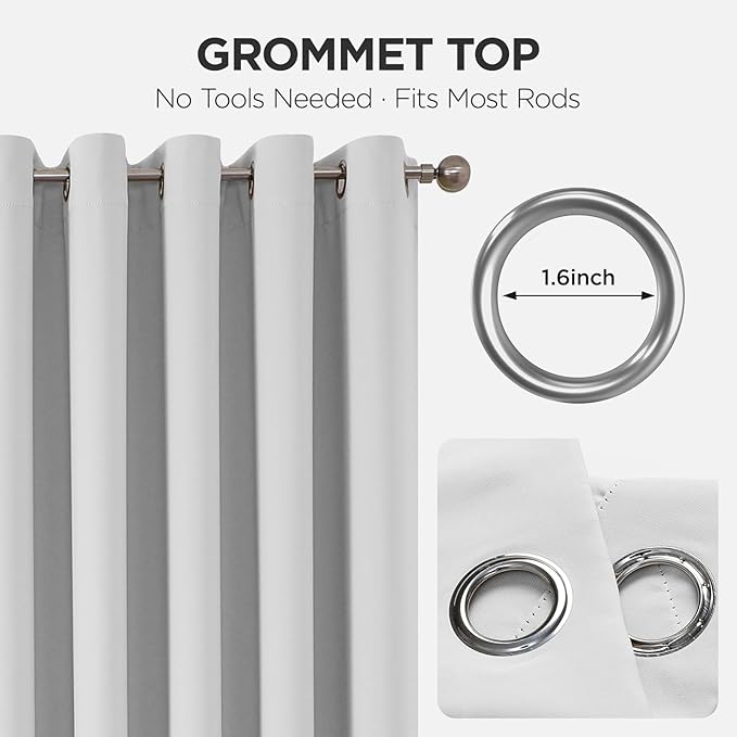 Joydeco Blackout Door Curtain for Doorway Privacy 78 Inches Long, Grommet Closet Curtain for Open Closet, Room Divider for Bedroom Living Room (Greyish White, 40Wx78L, 1 Panel)