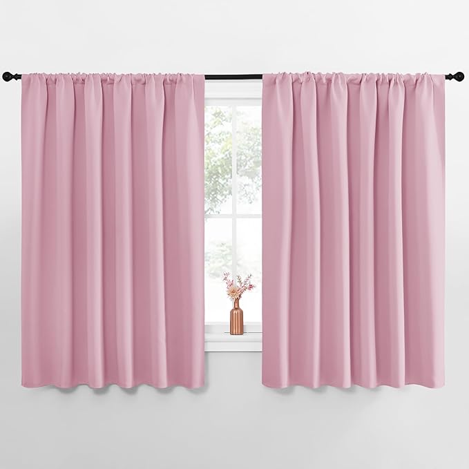 NICETOWN Blackout Curtains for Bedroom, Blackout Curtain Panels, Rouge Pink, 1 Pair, 62 by 63-inch, Window Treatment Energy Saving Thermal Insulated Solid Rod Pocket Blackout Drapes/Draperies