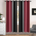 Yakamok Blackout Ombre Burgundy and Black Curtains for Bedroom, Gradient Room Darkening Curtains, Grommet Thermal Insulated Light Blocking Window Drapes/Curtain for Living Room,52 x 72 Inch,2 Panels