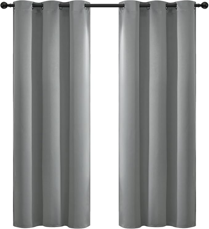 Yakamok Dove Grey Room Darking for Livingroom Dining Room Darkening Thermal Insulated Bay Window Hotel Modern Elegant Black Out Sunblock Curtins/Bedroom, 42 x 72 Inches, 2 Panel Sets