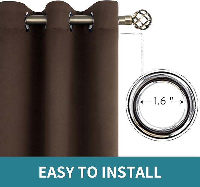 BGment Blackout Curtains for Living Room - Grommet Thermal Insulated Room Darkening Curtains for Bedroom, 2 Panels of 42 x 72 Inch, Brown