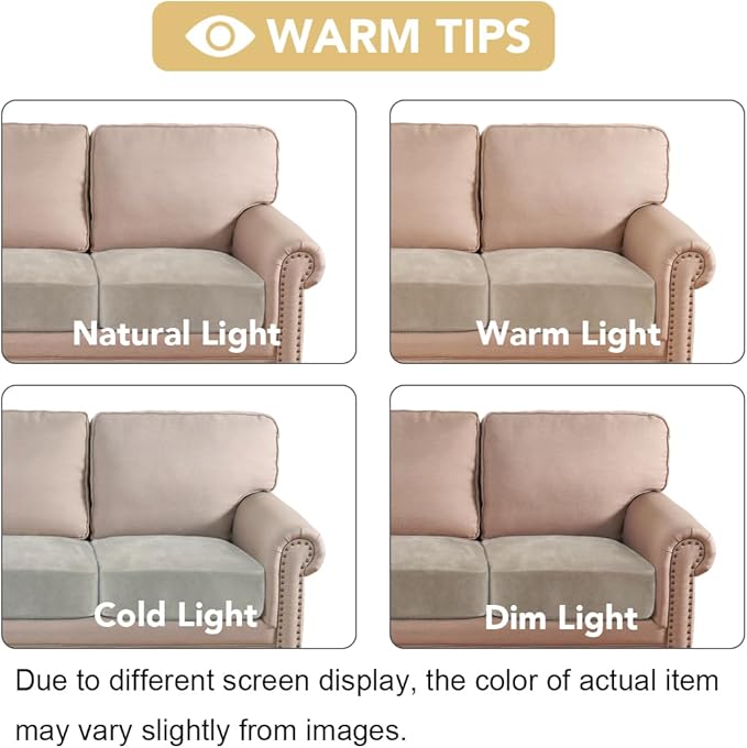 H.VERSAILTEX Velvet Stretch Couch Cushion Cover Plush Cushion Slipcover for Chair Loveseat Sofa Cushion Furniture Protector Seat Cushion Sofa Cover (3 Piece Sofa Cushion Covers, French Oak)
