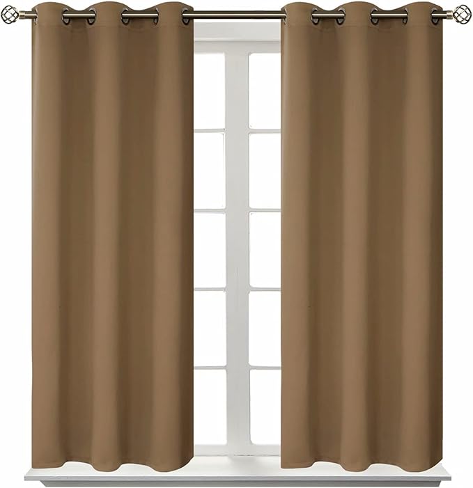 BGment Blackout Curtains for Living Room - Grommet Thermal Insulated Room Darkening Curtains for Bedroom, 2 Panels of 38 x 54 Inch, Taupe