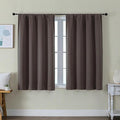 Simplebrand Ava Chocolate Short Blackout Curtains for Bedroom 45 Inches Long 2 Panels Set, Solid Thermal Insulated, Energy Saving Window Treatment Curtains Blackout Drapes, W40 x L45 Inch, Chocolate