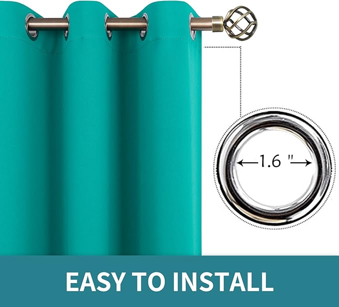 BGment Room Darkening Curtains 108 Inches Long - Grommet Thermal Insulated Drapes Window Treatment Curtains for Bedroom, 2 Panels, 52 x 108 Inch, Teal