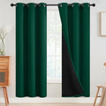 SimpleHome 100% Blackout Curtains for Bedroom,Thermal Insulated Dark Green Grommet Window Drapes Room Darkening Curtains for Living Room with Black Back,42 x 72 Inch,2 Panels