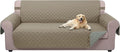 U-NICE HOME 4 Seater Sofa Cover 91 Inch Large Couch Covers for 4 Cushion Couch with Elastic Straps Water Resistant Furniture Protector Cover for Pets Cat (Sofa XX-Large, Khaki/Light Grey)
