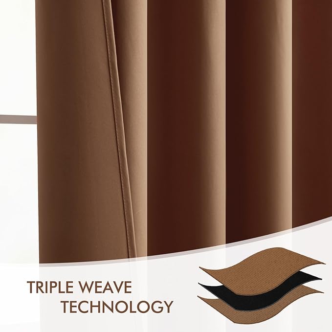 MIULEE Back Tab Blackout Curtains 84 Inch Length 2 Panels Set for Living Room Bedroom, Rod Pocket/Pinch Pleated Thermal Insulated Room Darkening Light Blocking Curtains 52x84 Inch, Cappuccino Brown