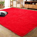 LOCHAS Ultra Soft Indoor Modern Area Rugs Fluffy Living Room Carpets for Children Bedroom Home Decor Nursery Rug 4x5.3 Feet,Red