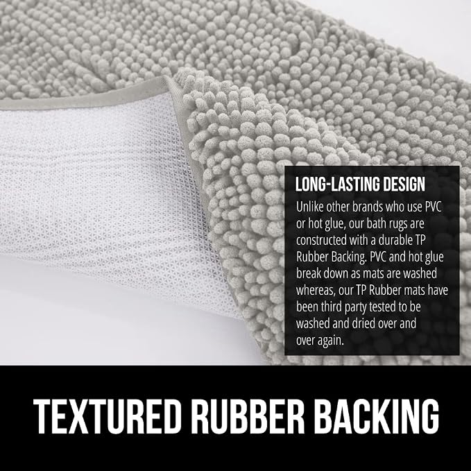 GORILLA GRIP Bath Rug Mat 60x24, Soft Absorbent Chenille, Quick Dry Microfiber - Image 5