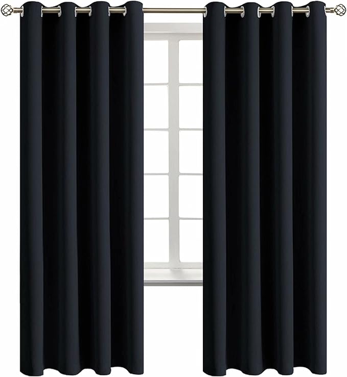 BGment Blackout Curtains for Living Room - Grommet Thermal Insulated Room Darkening Curtains for Bedroom, Set of 2 Panels (52 x 72 Inch, Black)