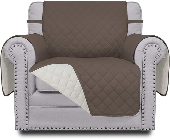 Easy-Going Chair Sofa Slipcover Reversible Sofa Cover Water Resistant Couch Cover Furniture Protector Cover with Elastic Straps for Pets Kids Children Dog Cat (Chair, Taupe/Ivory)