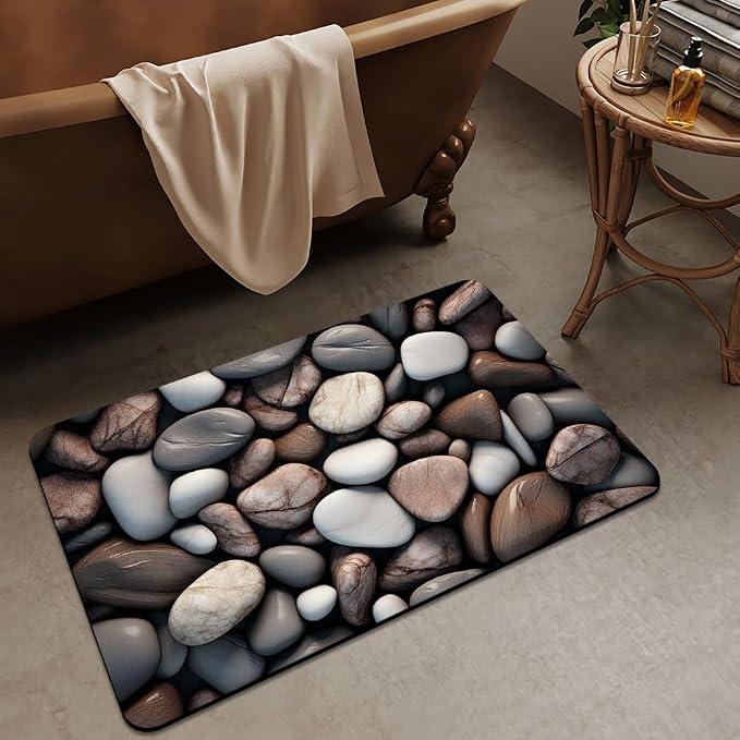 Bath Rug 1'5 x 2'4 Diatom Mud Quick Dry Thin Non-Slip Mat