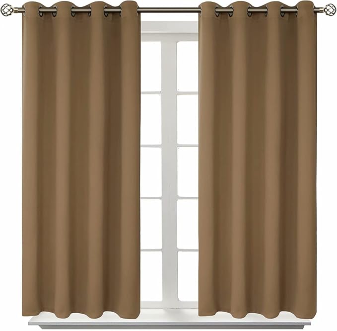 BGment Blackout Curtains for Living Room - Grommet Thermal Insulated Room Darkening Curtains for Bedroom, 2 Panels of 52 x 45 Inch, Taupe