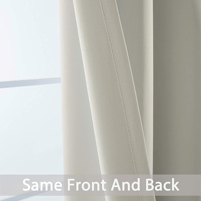 Yakamok Blackout Curtains Room Darkening Thermal Insulated Window Panels,Solid Grommet Top Drapes for Bedroom/Living Room(62Wx96L, Light Beige, 2 Panels)